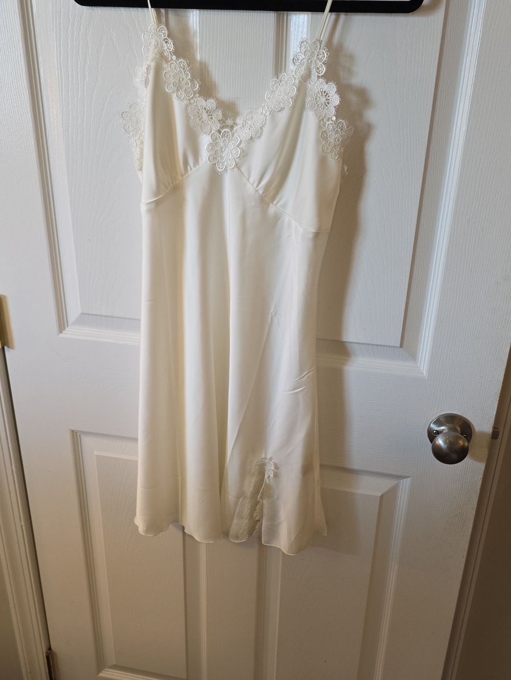 Women's Cream Lace-Trim Slip Dress